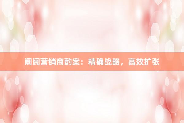 阛阓营销商酌案：精确战略，高效扩张